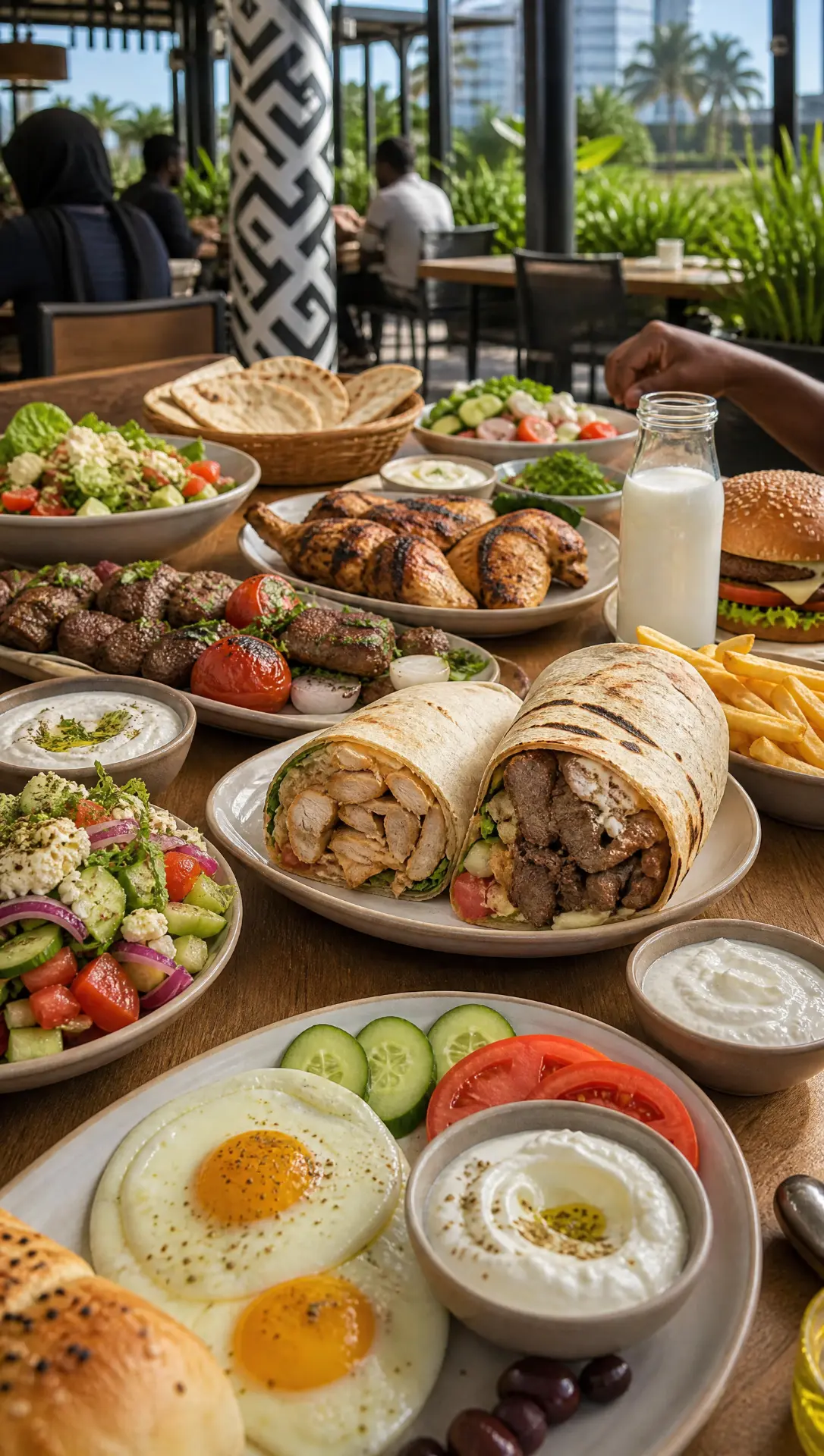 Grande table de plats préparés avec les produits Crème Ivoire